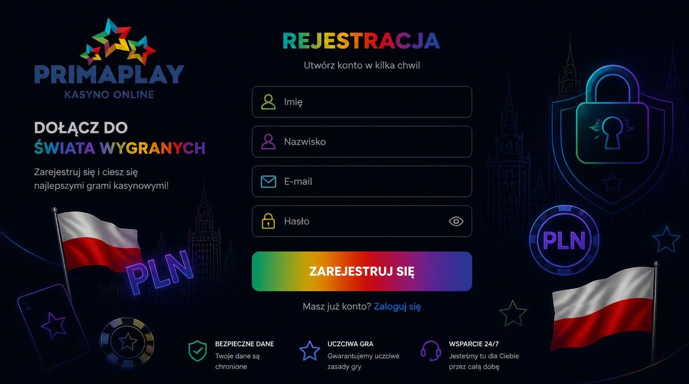 formularz rejestracji kasyna z danymi osobowymi i symbolem bezpieczeństwa